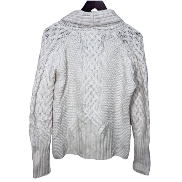 Aran Cream Cable Knit Cardigan Sweater Size Medium - Picture 2 of 10
